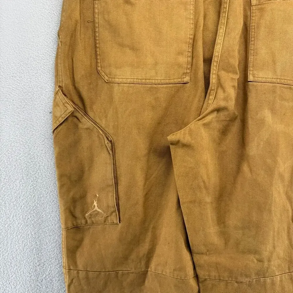 Jordan Pants Men's 2XL Brown Canvas Cargo Washed Chicago Elastic Waist Faded